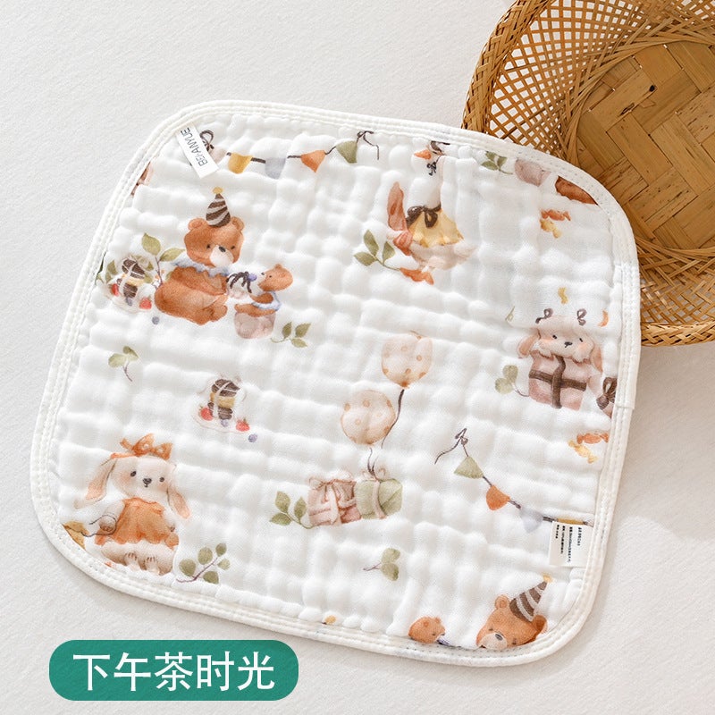 Baby Saliva Towel Type A Pure Cotton Baby Towel Baby Gauze Towel Six-Layer Seersucker Cotton Small Towel - Image 1